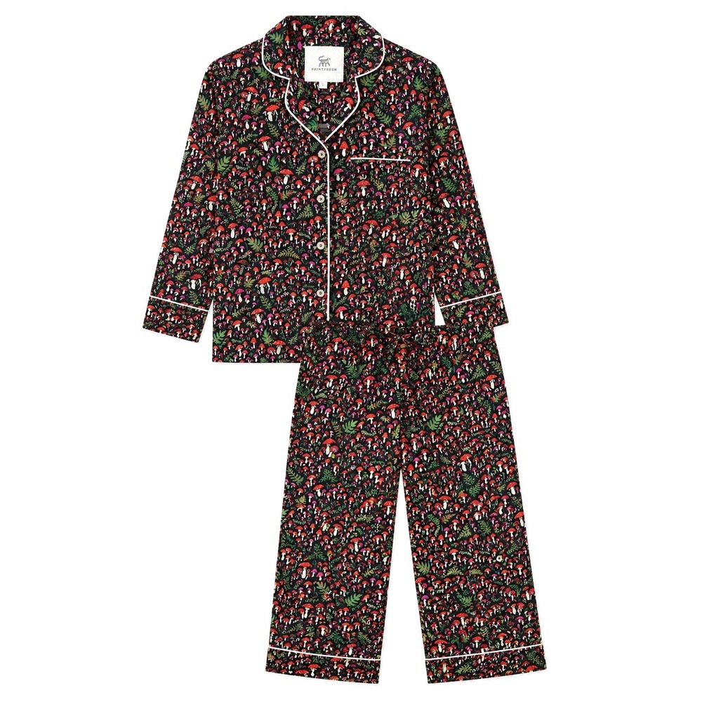 Printfresh Pajama Set Womens Small Toadstools Print Mushrooms Fairycore Cottage